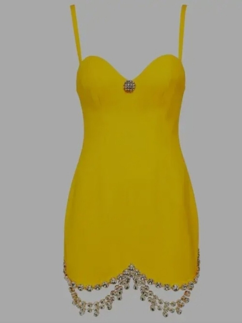 AREA Crystal Embellished Wool-Blend Minidress in Yellow